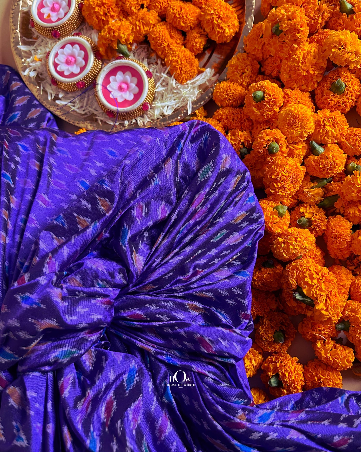 Luxury ikkat silk blouse fabric – pure silk weave from Pochampally, Andhra Pradesh.