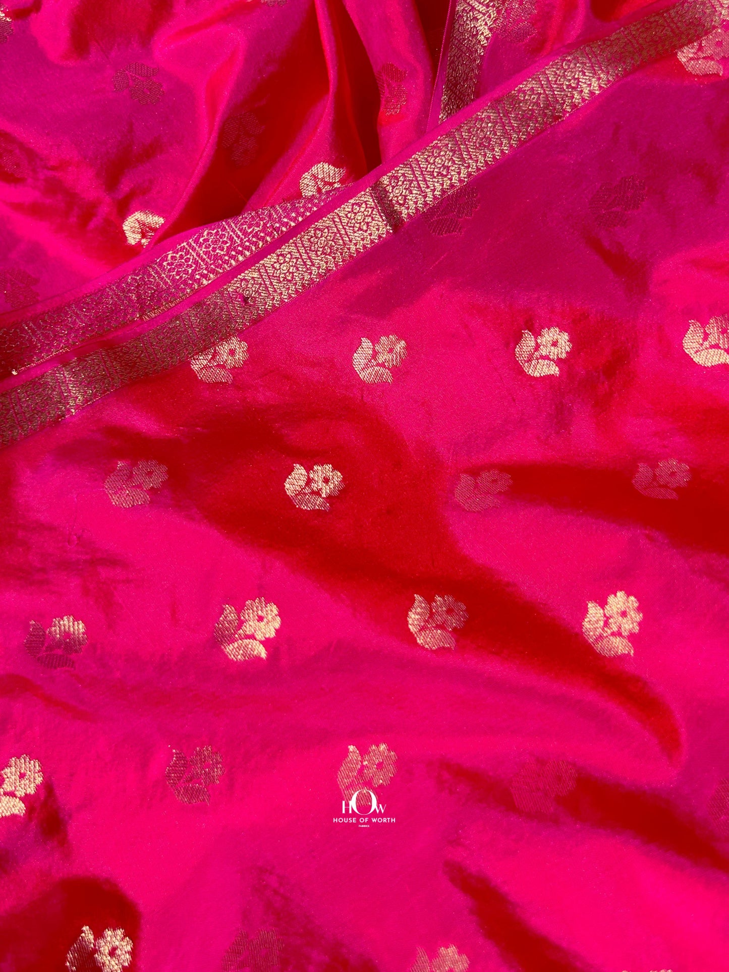 Banarasi silk dupatta from Varanasi with intricate zari border for bridal & festive wear.
