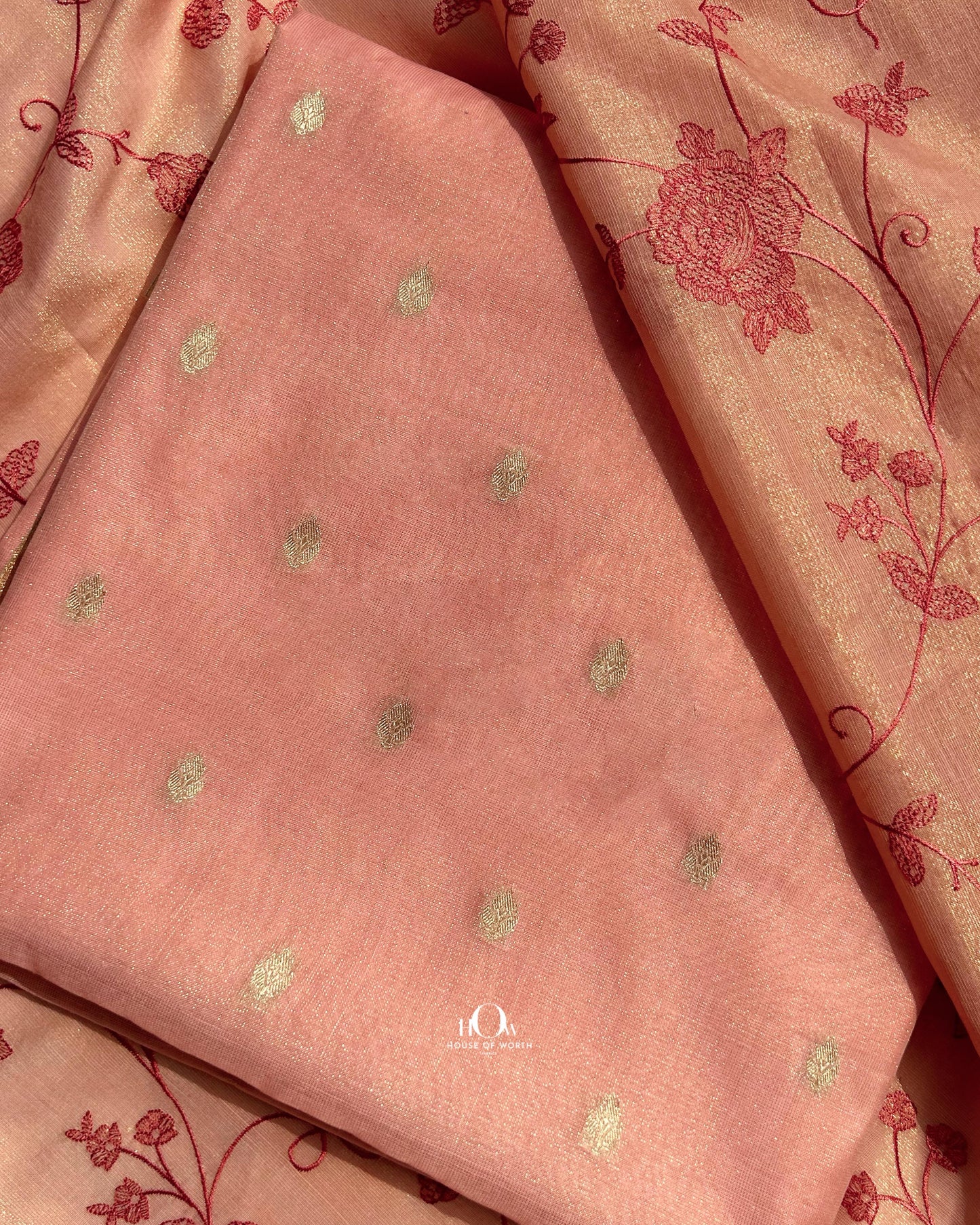 Banarasi suit with floral print. Ladies suit with floral embroidery.