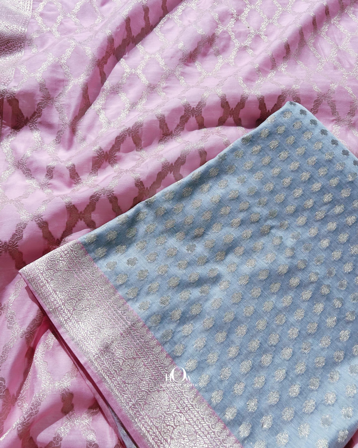 Banarasi cotton unstitched suit for festive occasions. Banarasi suits with butti work.