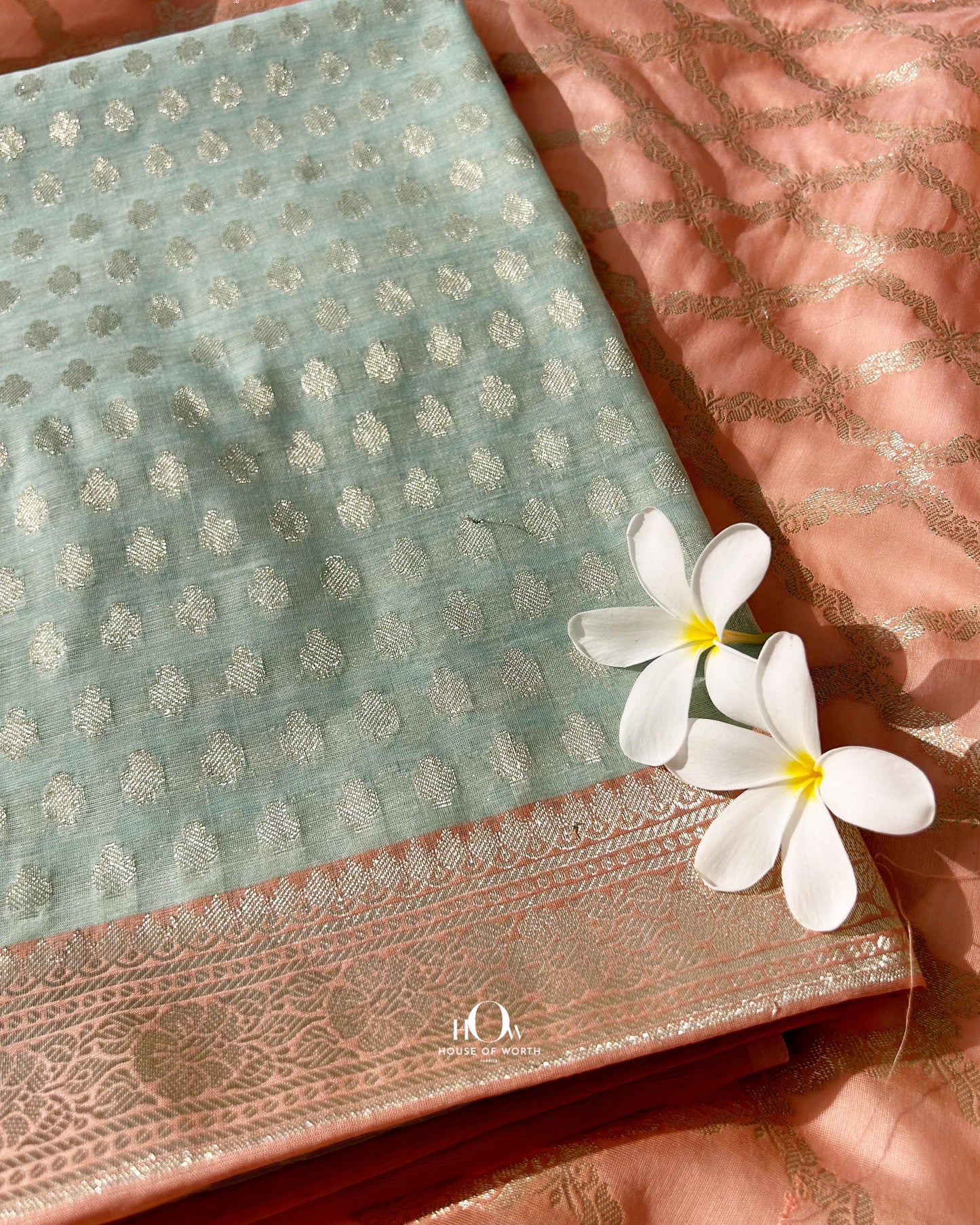 Traditional Banarasi unstitched suit with woven zari border. banarasi suit set with dupatta and bottom.
