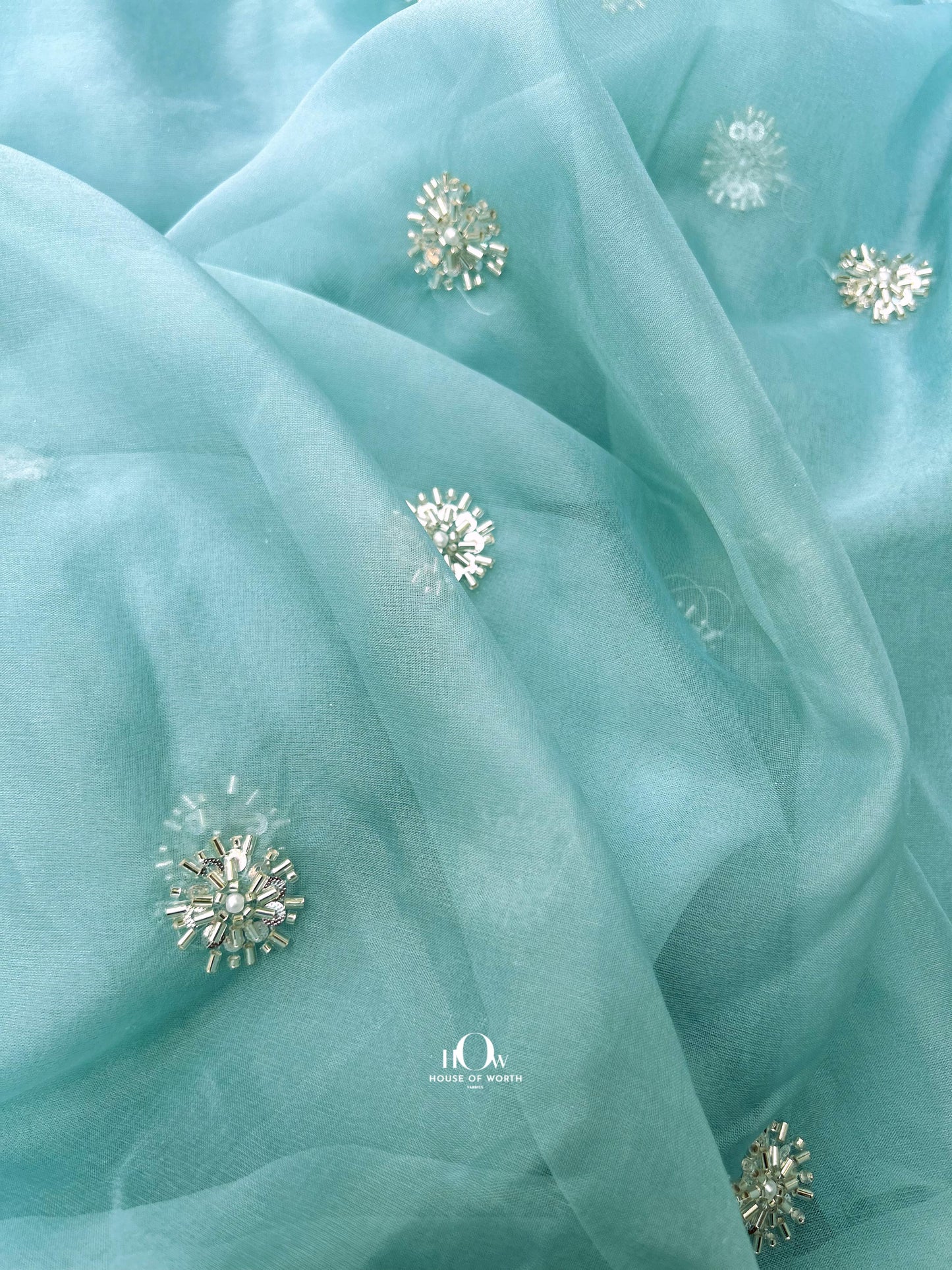 Organza fabric for bridal lehenga blouse, Delhi import fabric stock.