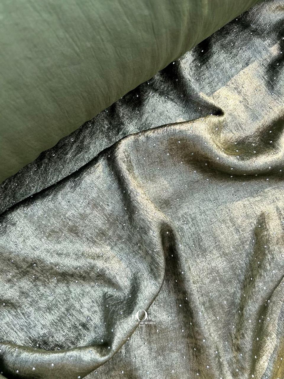 China-imported diamonte fabric with shimmer effect – used by fashion boutiques in Surat and Mumbai.