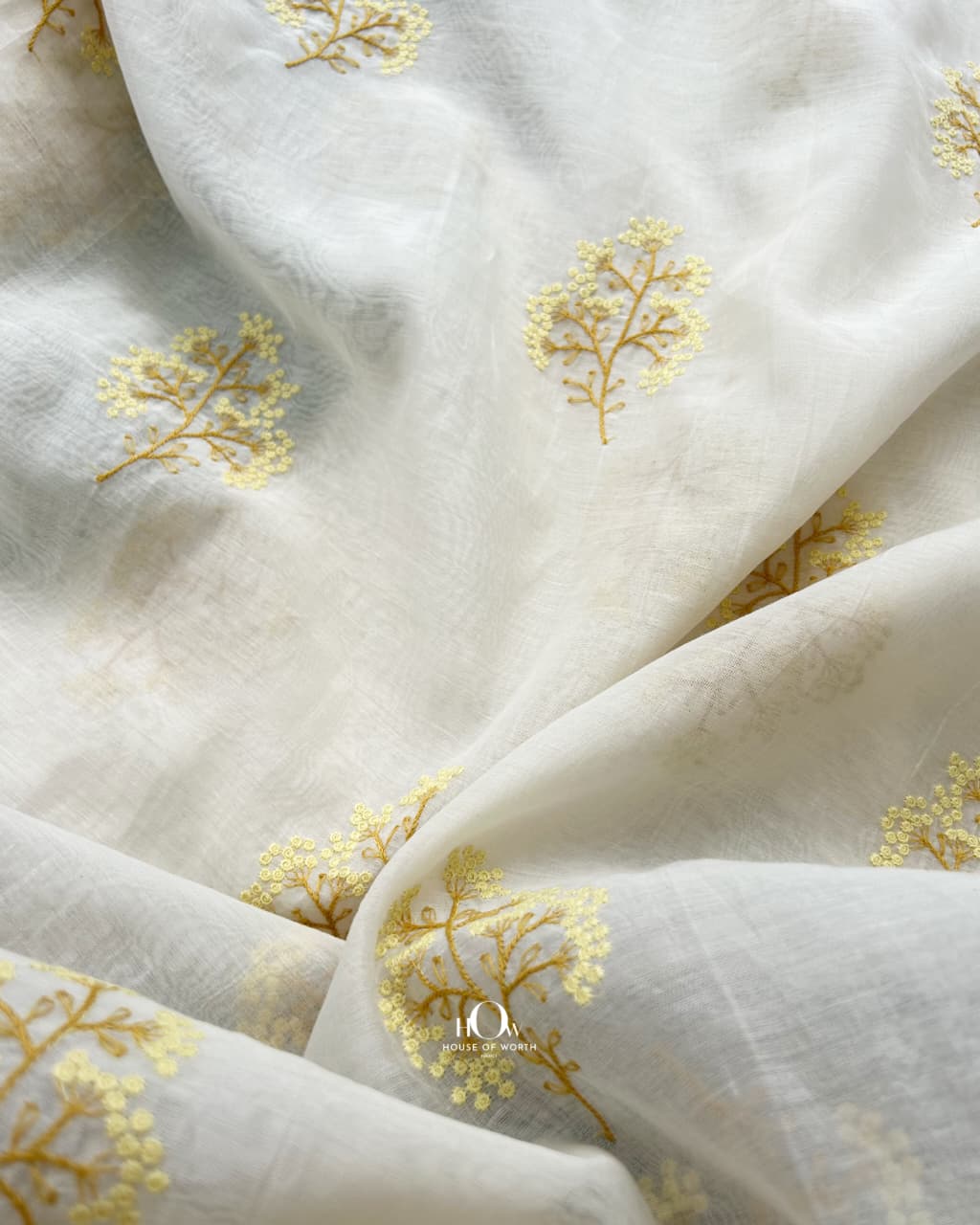 Pure Mul Chanderi fabric for kurtas, suits and festive dresses in yellow and mustard