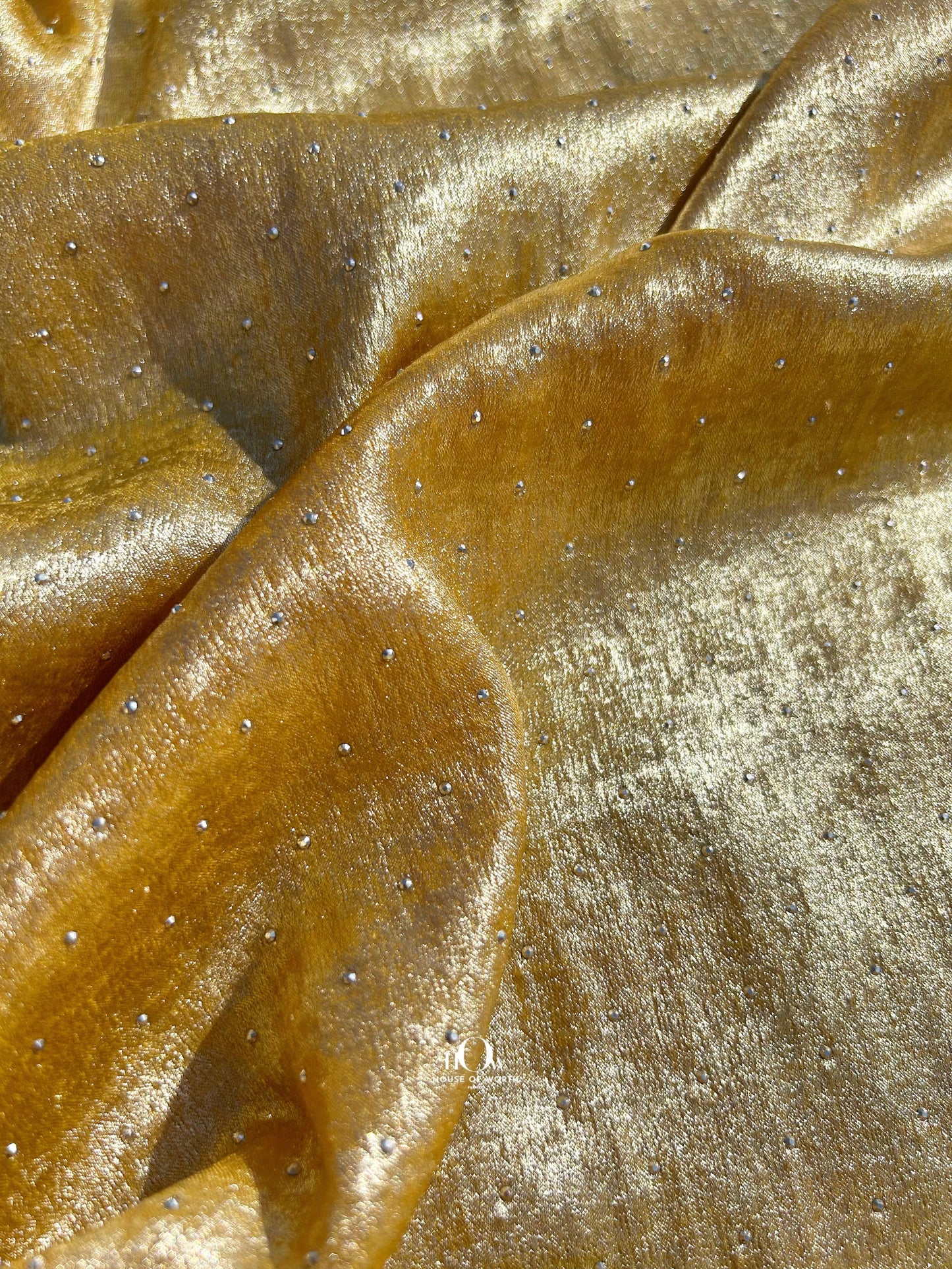 Luxe diamonte-studded fabric for Indian ethnic wear – sourced by wholesale fabric dealers in Banaras and Surat.
