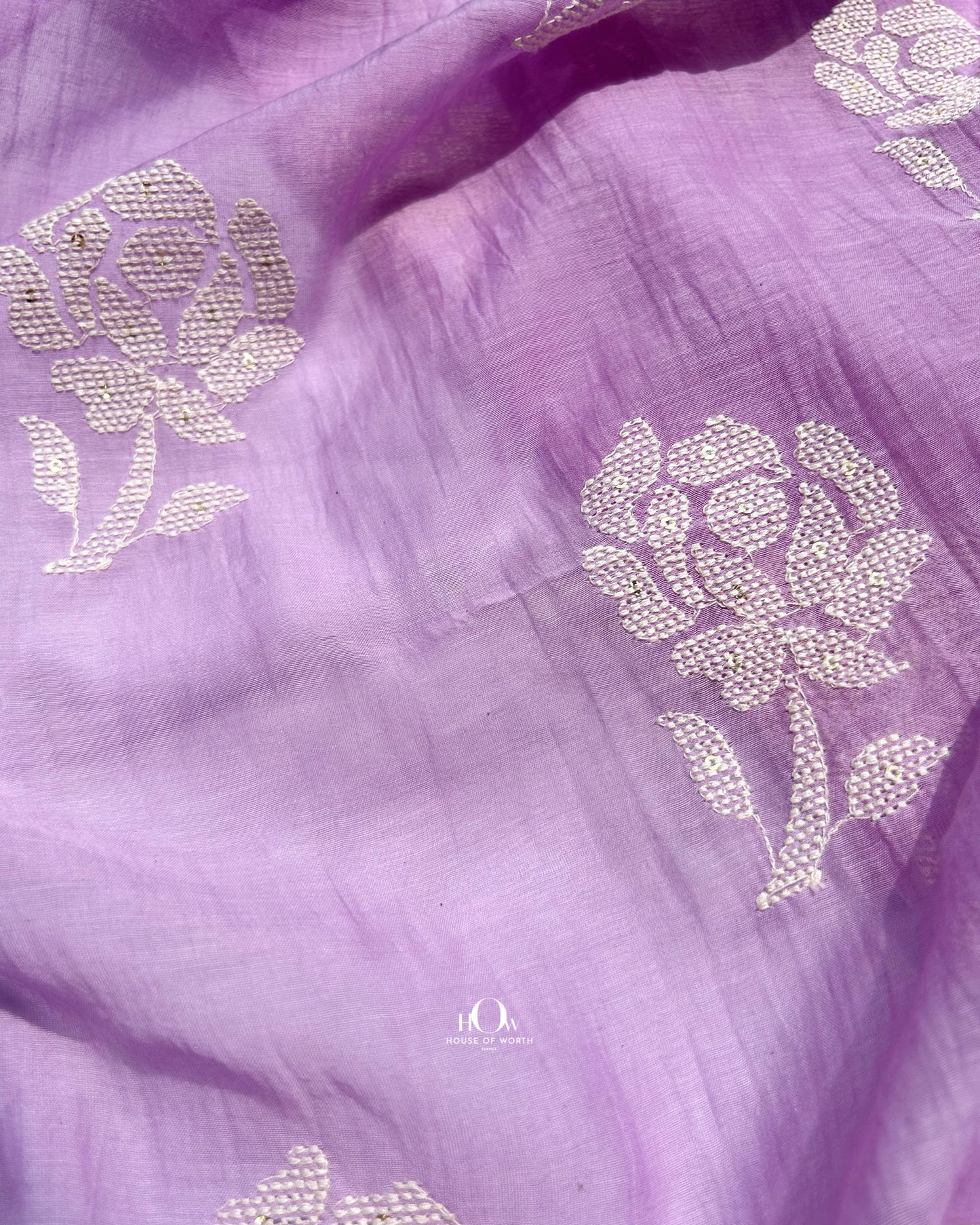 Embroidered Mul Chanderi dress material for festive and wedding wear – ideal for boutique collections.