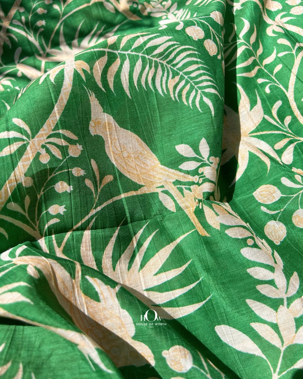 Printed malai chanderi fabric