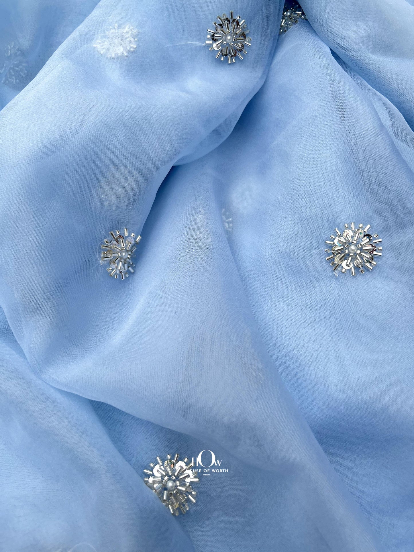 Printed organza fabric for dresses and western wear. Organza fabric suppliers in Surat