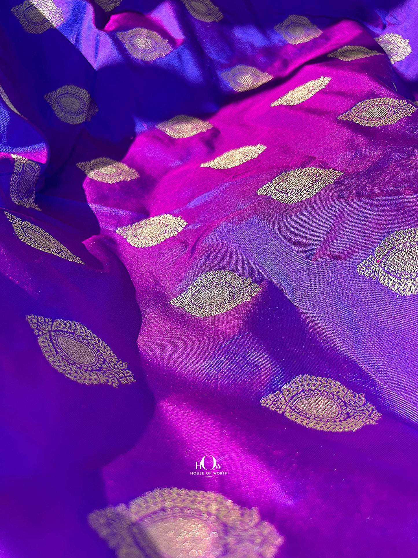 100% pure Banarasi silk bridal saree from Banaras with heavy zari and brocade for wedding.