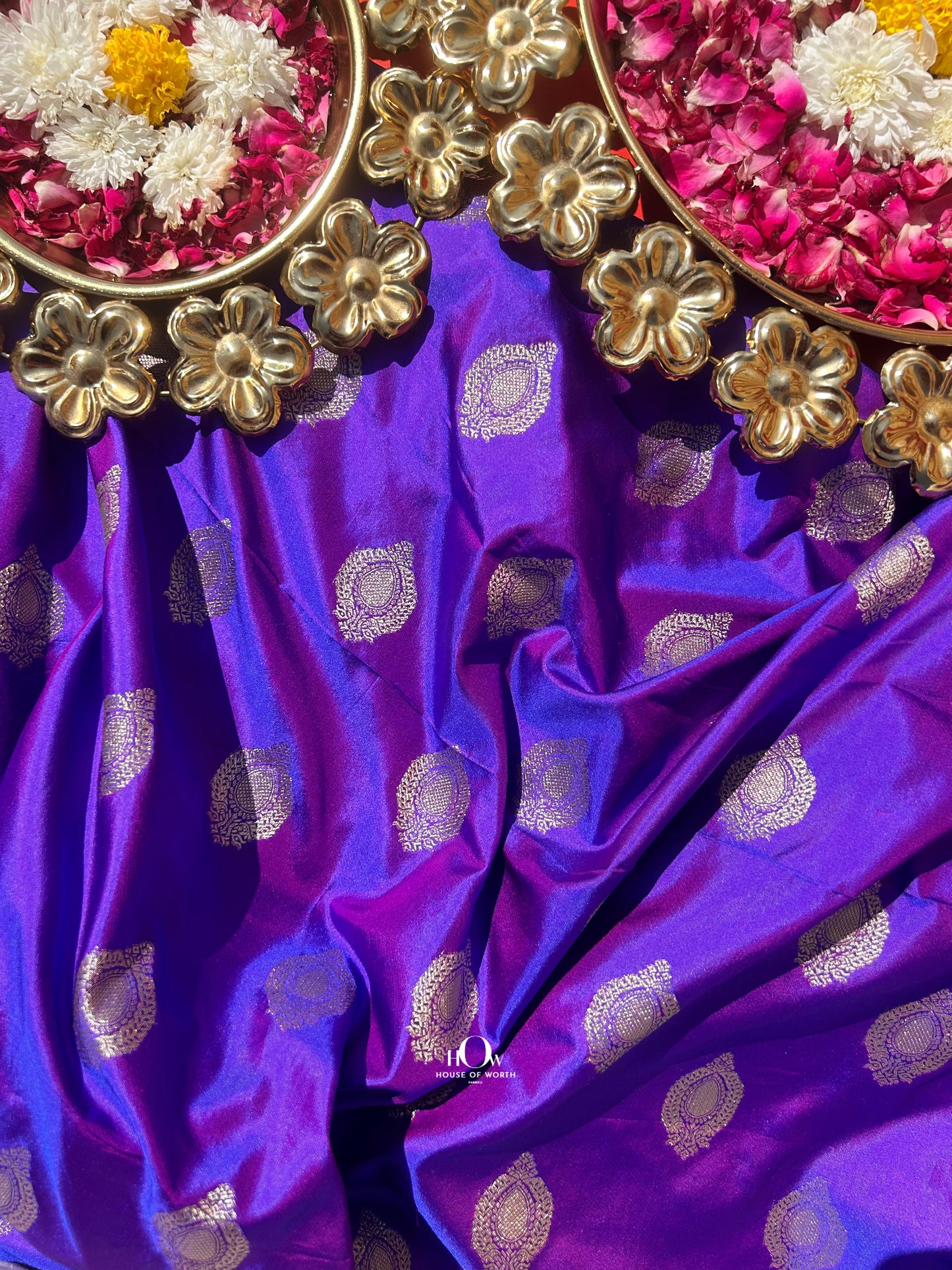 Bridal Banarasi silk lehenga from Varanasi with heavy embroidery, perfect for weddings.