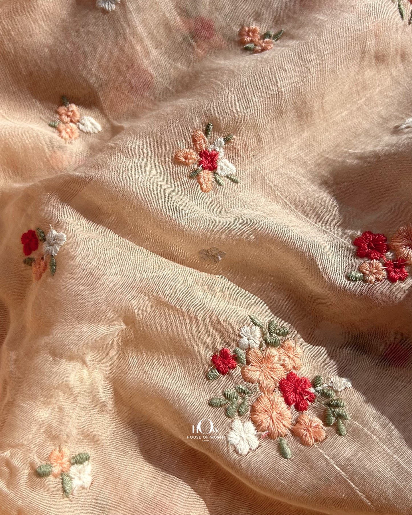 Wholesale supplier of pure Mul Chanderi fabric – floral butti handloom textile perfect for ethnic dress material.