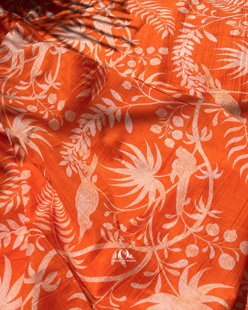 Handwoven Chanderi fabric featuring subtle nature print – ideal for kurtis, salwar sets, and fusion wear.