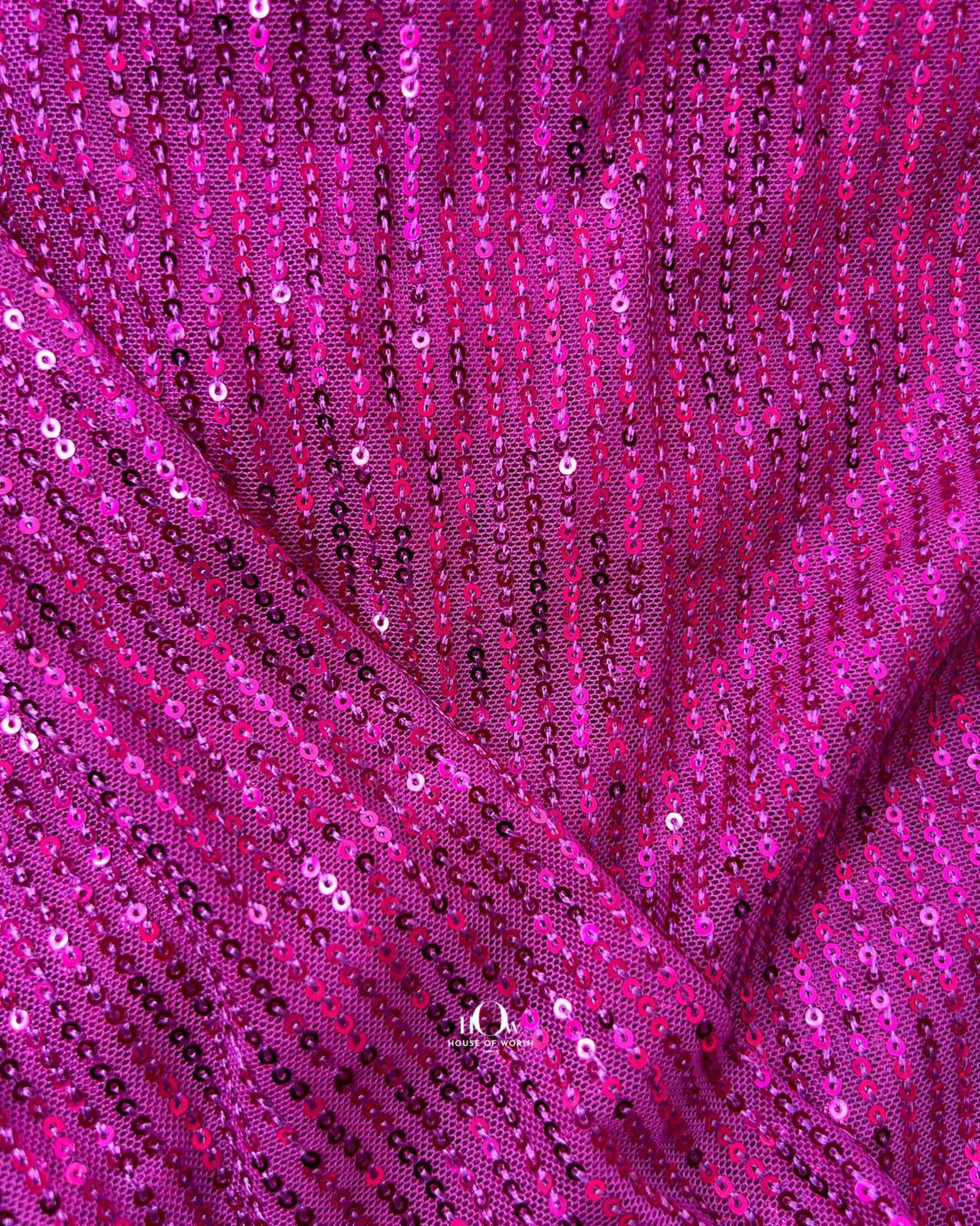 Striped Zara sequins material, 47 inches width – perfect for western dresses and eveningwear.