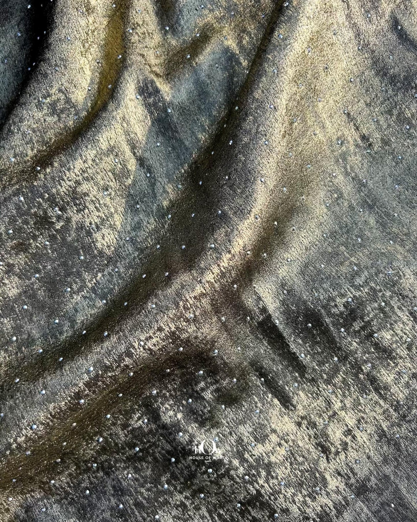 Wide sparkle fabric with crystal stones, great for layering over party saree bases