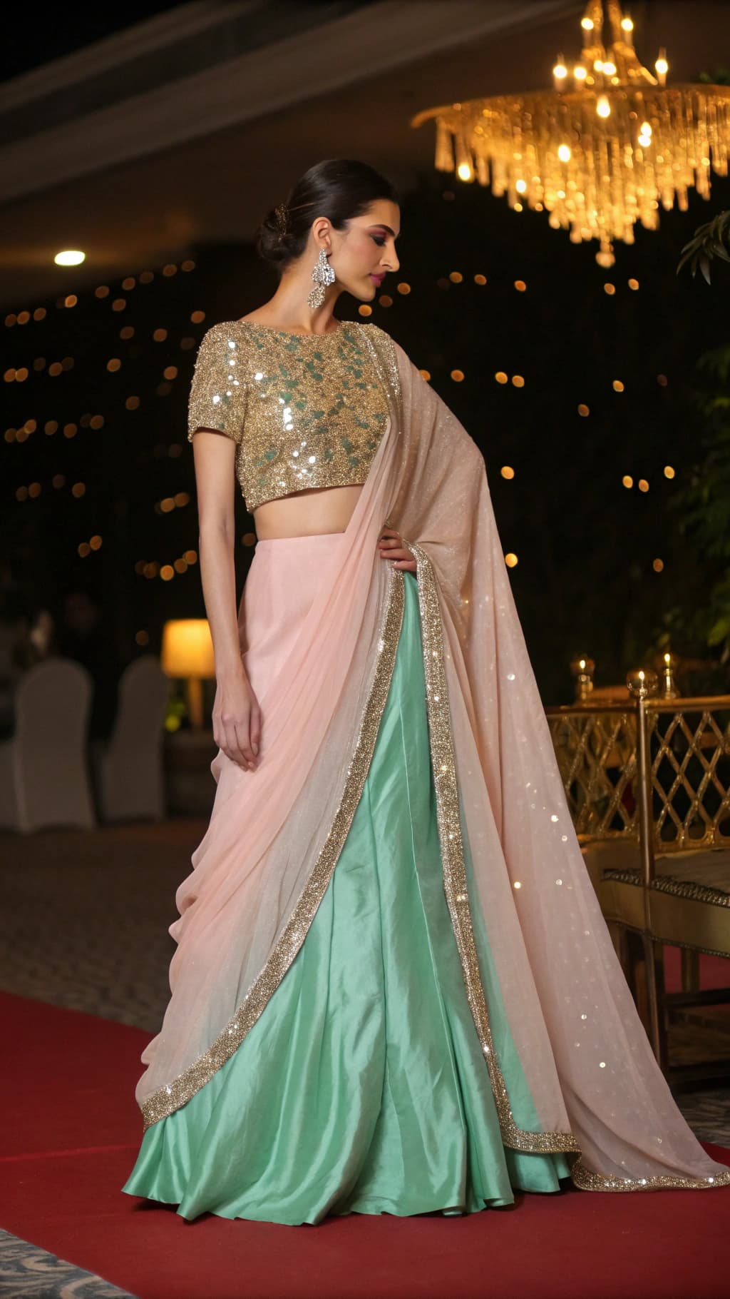 Imported sequins fabric. Chiffon fabric for saree and suits