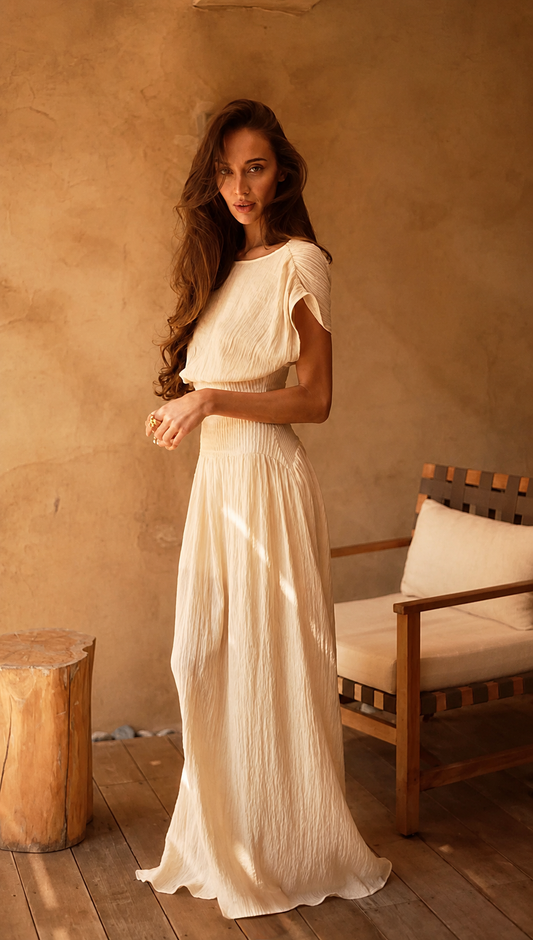 White dyeable crinkle cotton fabric with a softly textured, crinkled surface for kurtas, dresses and designer clothing