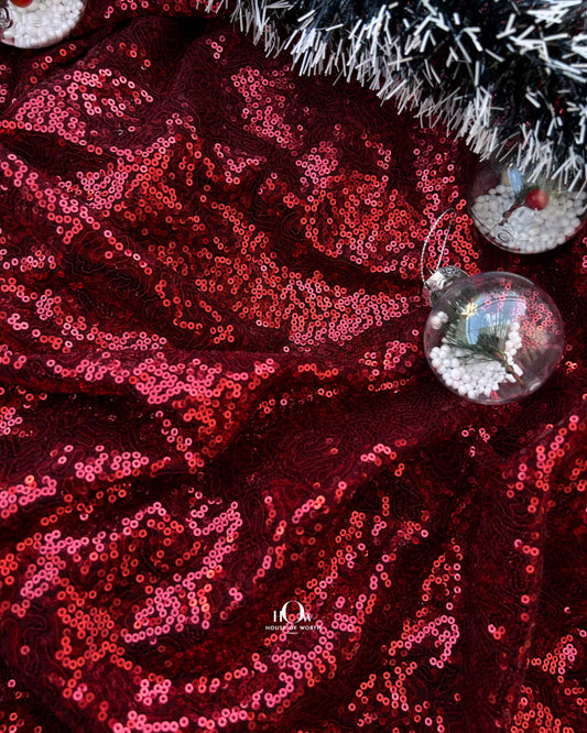 2mm khichdi sequins on sheer fabric – ideal for cocktail dresses, available in Surat and Mumbai.