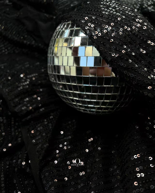 Imported Zara sequins fabric for partywear, sourced from China, available in big width rolls.