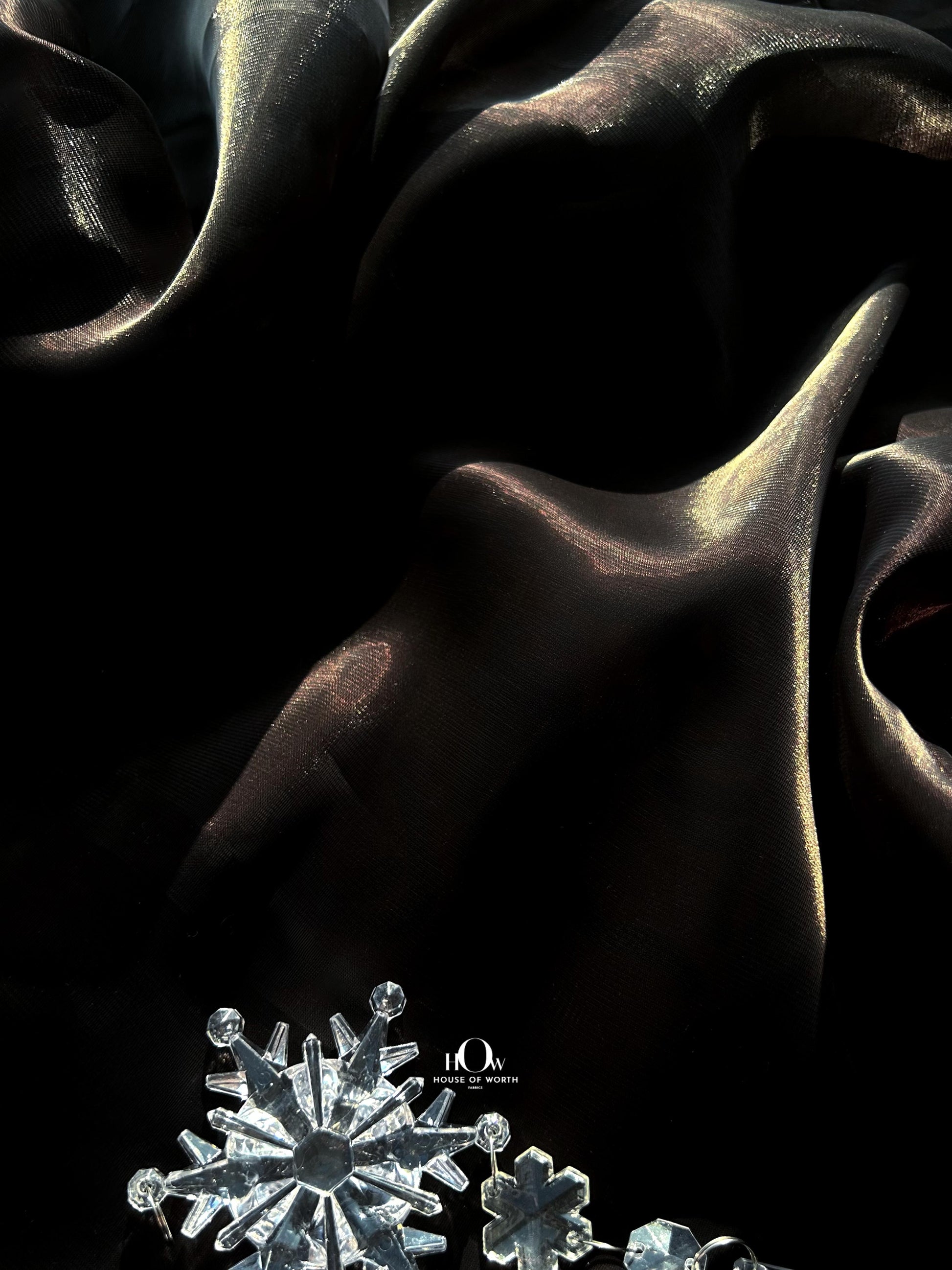 Glossy organza fabric by the meter – perfect for bridal veils and designer accents in India.
