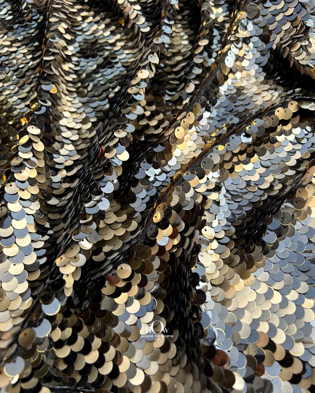 Imported big width sequins fabric for garments.