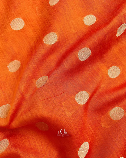 Breathable cotton chanderi fabric in soft orange shade