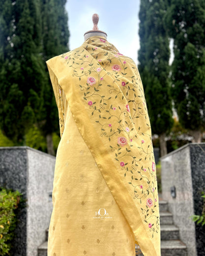 Festive cotton tissue dress material with dupatta. Cotton unstitched suits
