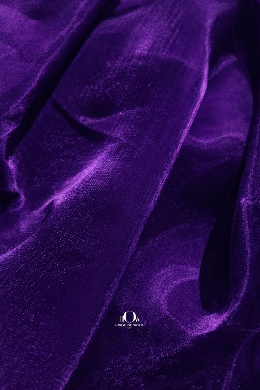 Deep purple imported glass organza fabric with rich glossy finish