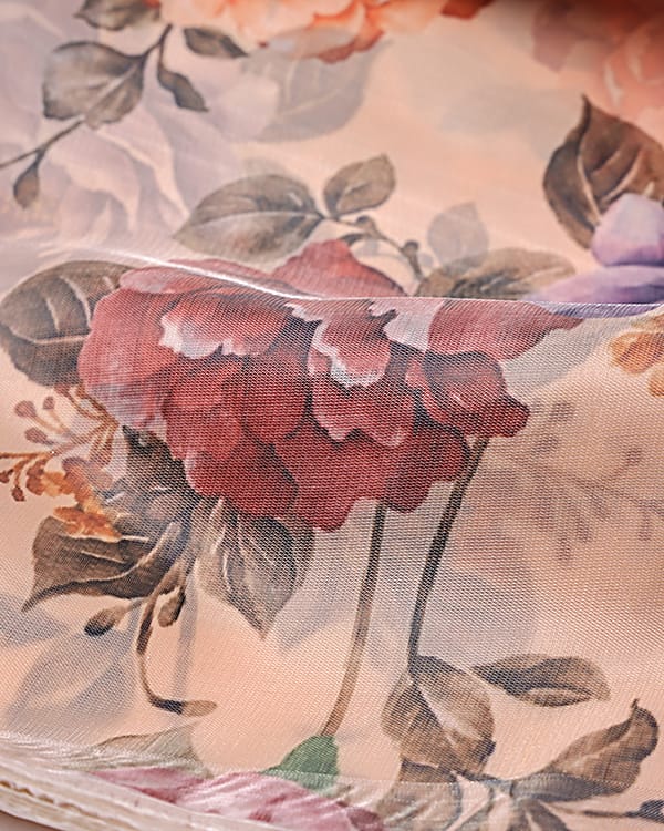 floral printed glass organza fabric