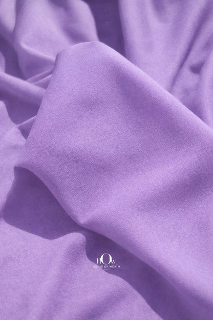 Lilac imported banana crepe fabric with smooth finish for western wear dresses and skirts