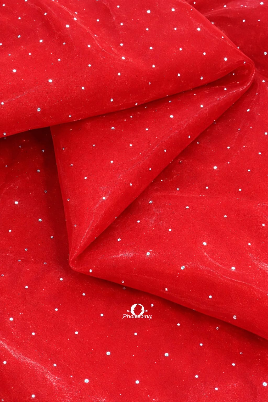Premium imported red organza fabric for festive partywear and gowns