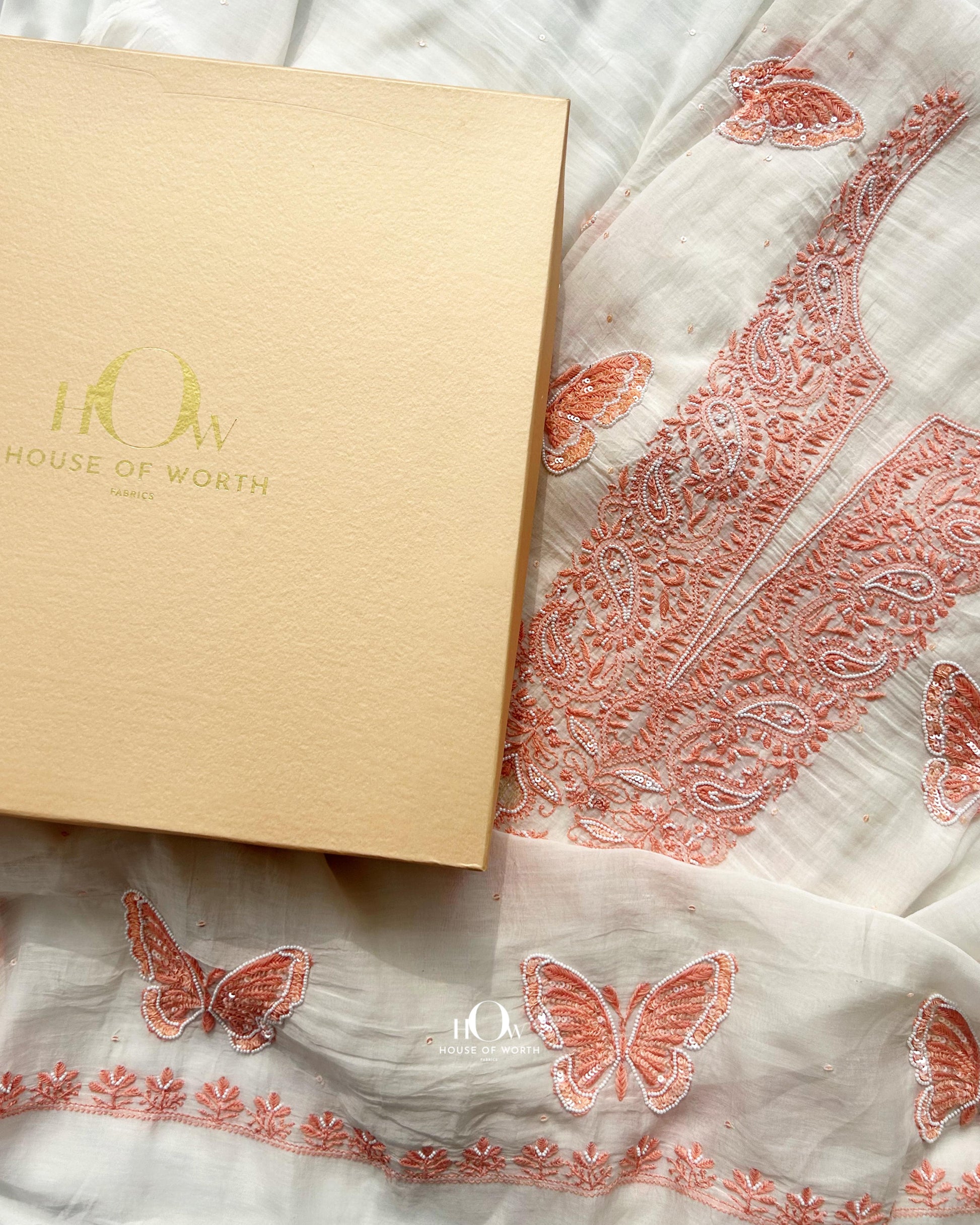 Lucknowi chikankari unstitched suit set. mul chanderi suit with embrodiery
