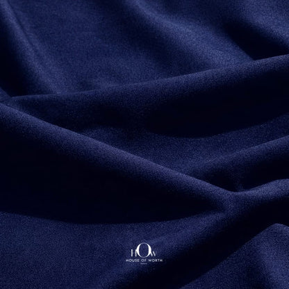 Navy blue imported banana crepe fabric with smooth finish for suits, skirts and office wear