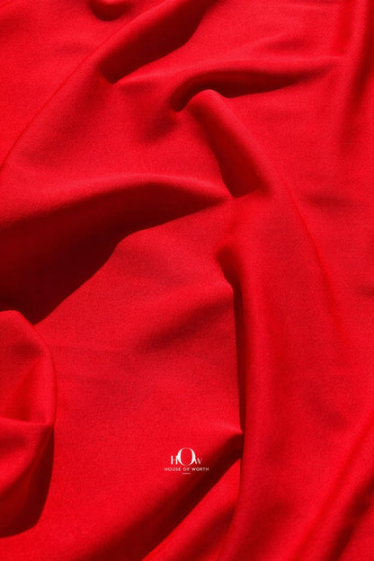 Plain red banana crepe fabric by metre for boutique edits and festive collections