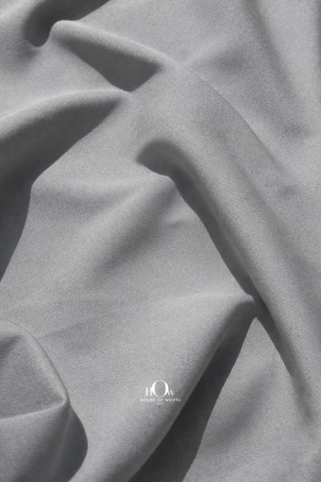 Plain grey banana crepe fabric by metre for boutique tailoring and garment manufacturing