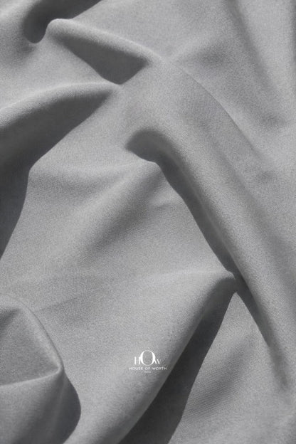 Plain grey banana crepe fabric by metre for boutique tailoring and garment manufacturing