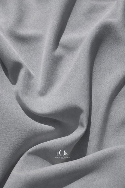 Grey premium crepe fabric fall and drape for skirts, suits and western wear co-ords