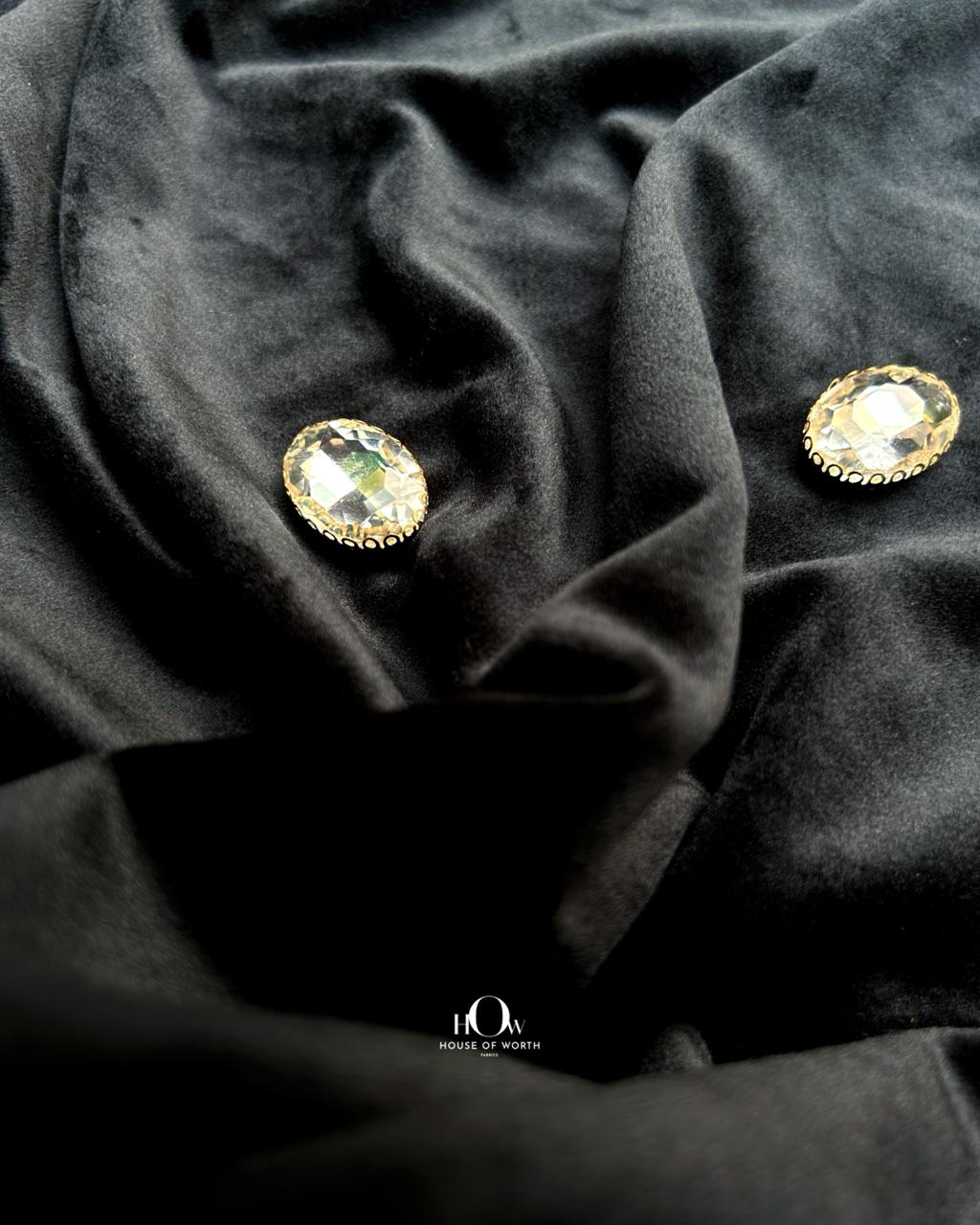 Luxury evening gown black velvet fabric.