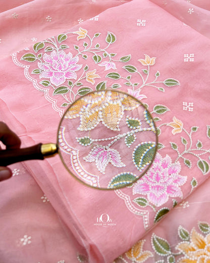 Kora silk unstitched suit with dupatta and bottom.