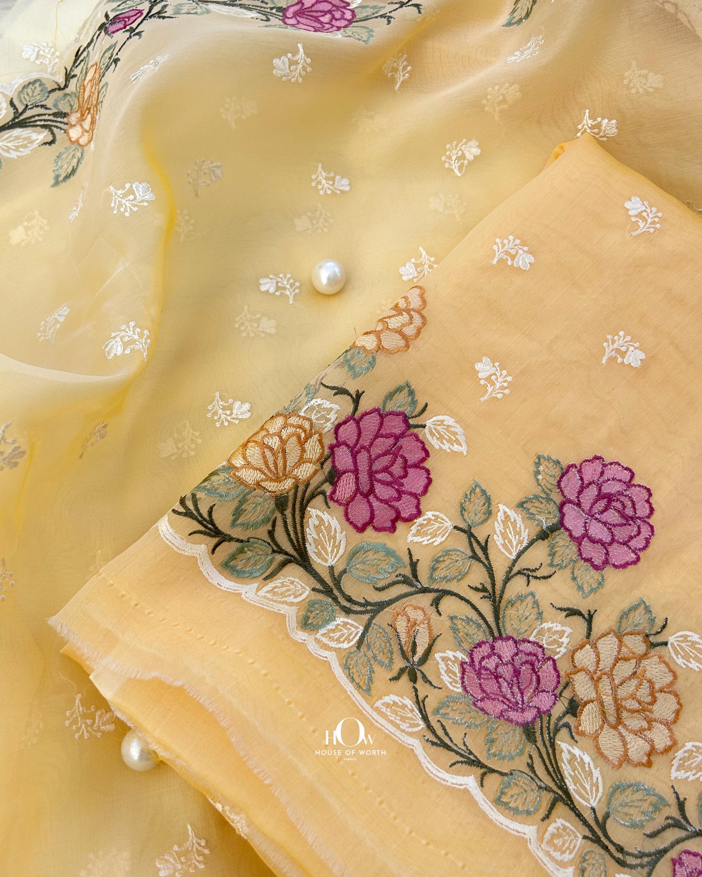 Organza suit set with dupatta. Pure organza suit. Pure organza saree with embroidery.