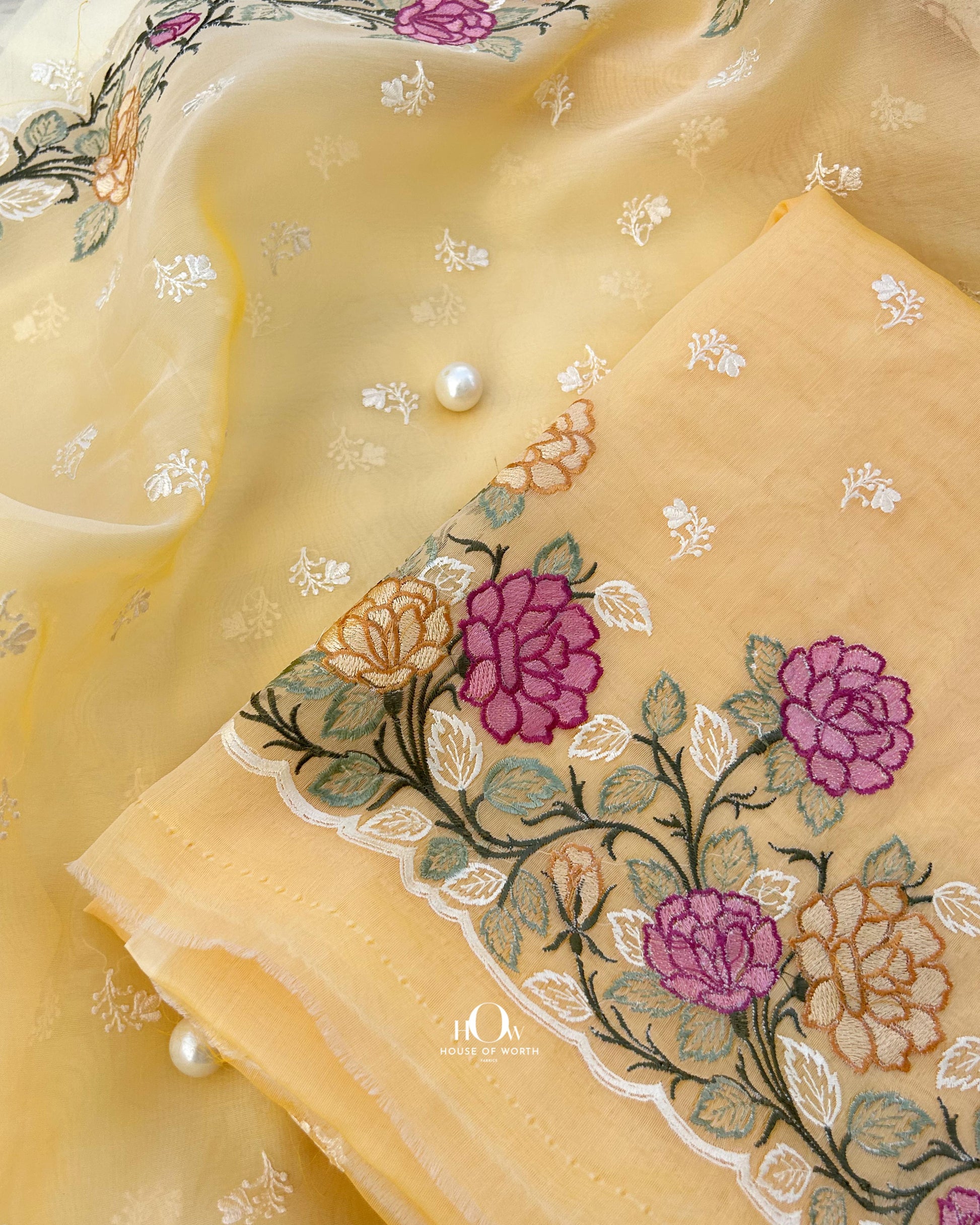 Organza suit set with dupatta. Pure organza suit. Pure organza saree with embroidery.