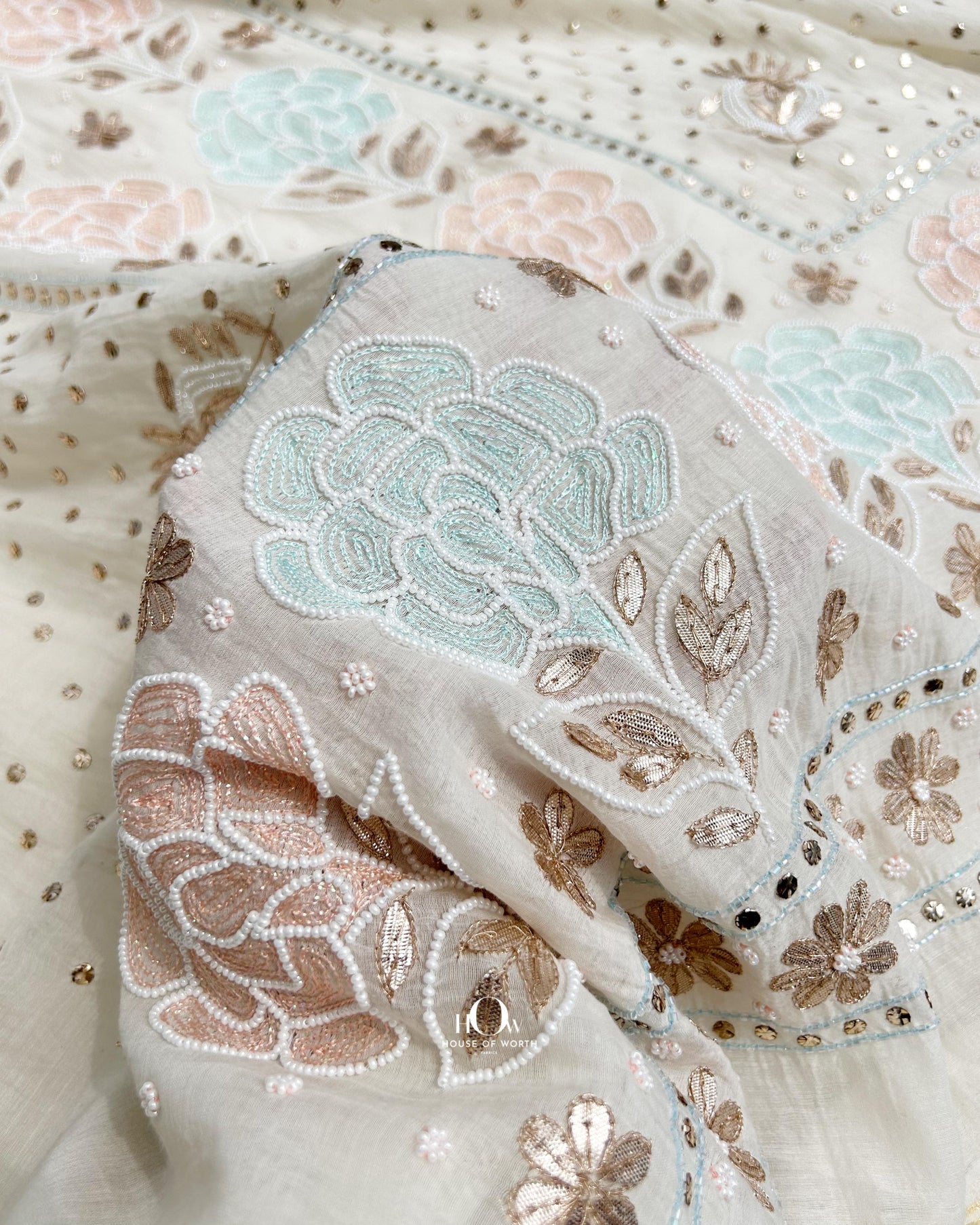 Designer Mul Chanderi chikankari suits for wedding and party wear.