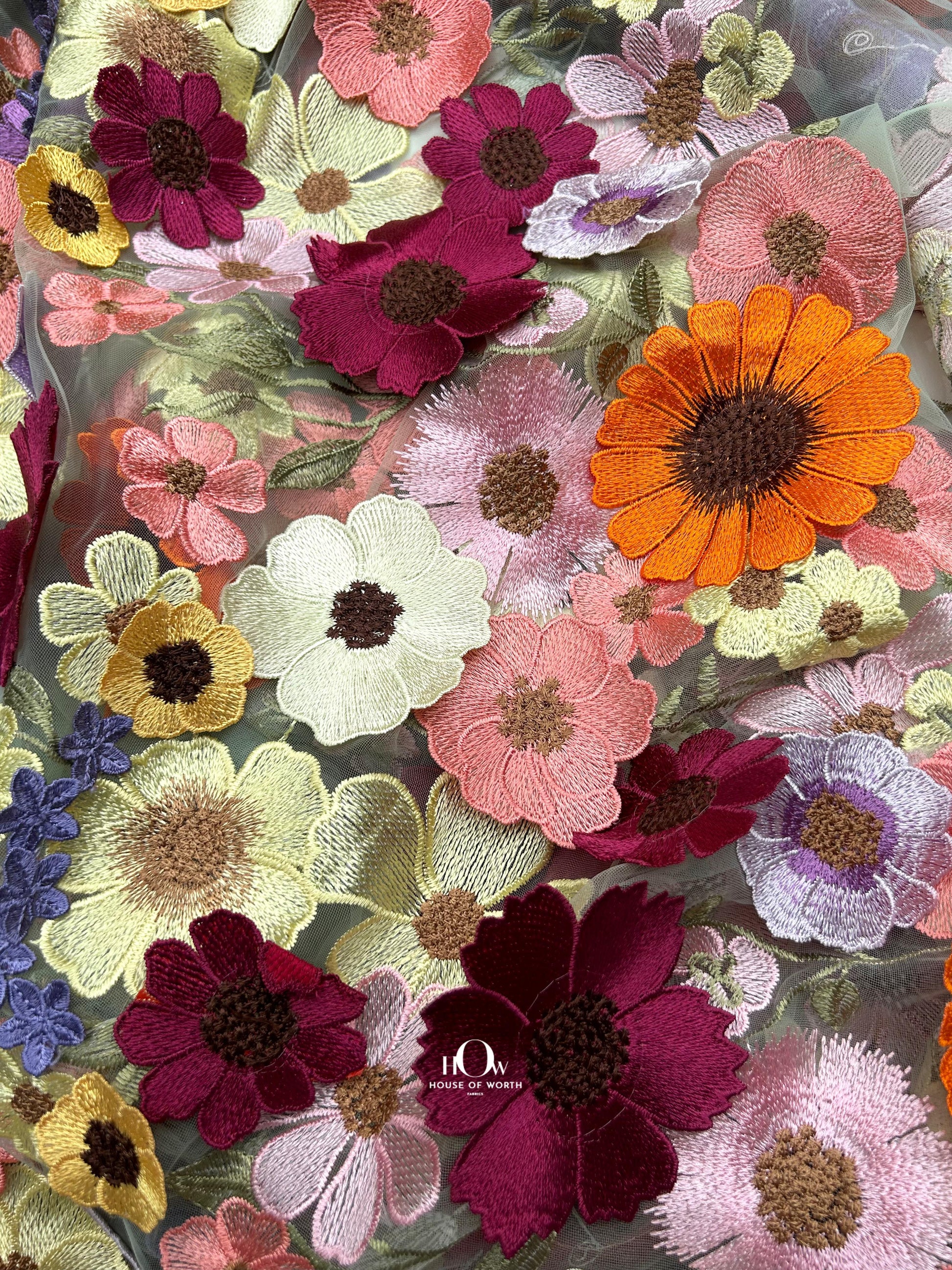 High-end embroidered floral appliqué fabric – perfect for couture dresses
