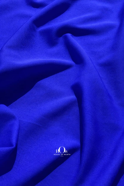  Plain royal blue banana crepe fabric by metre for boutique gowns and export clothing lines