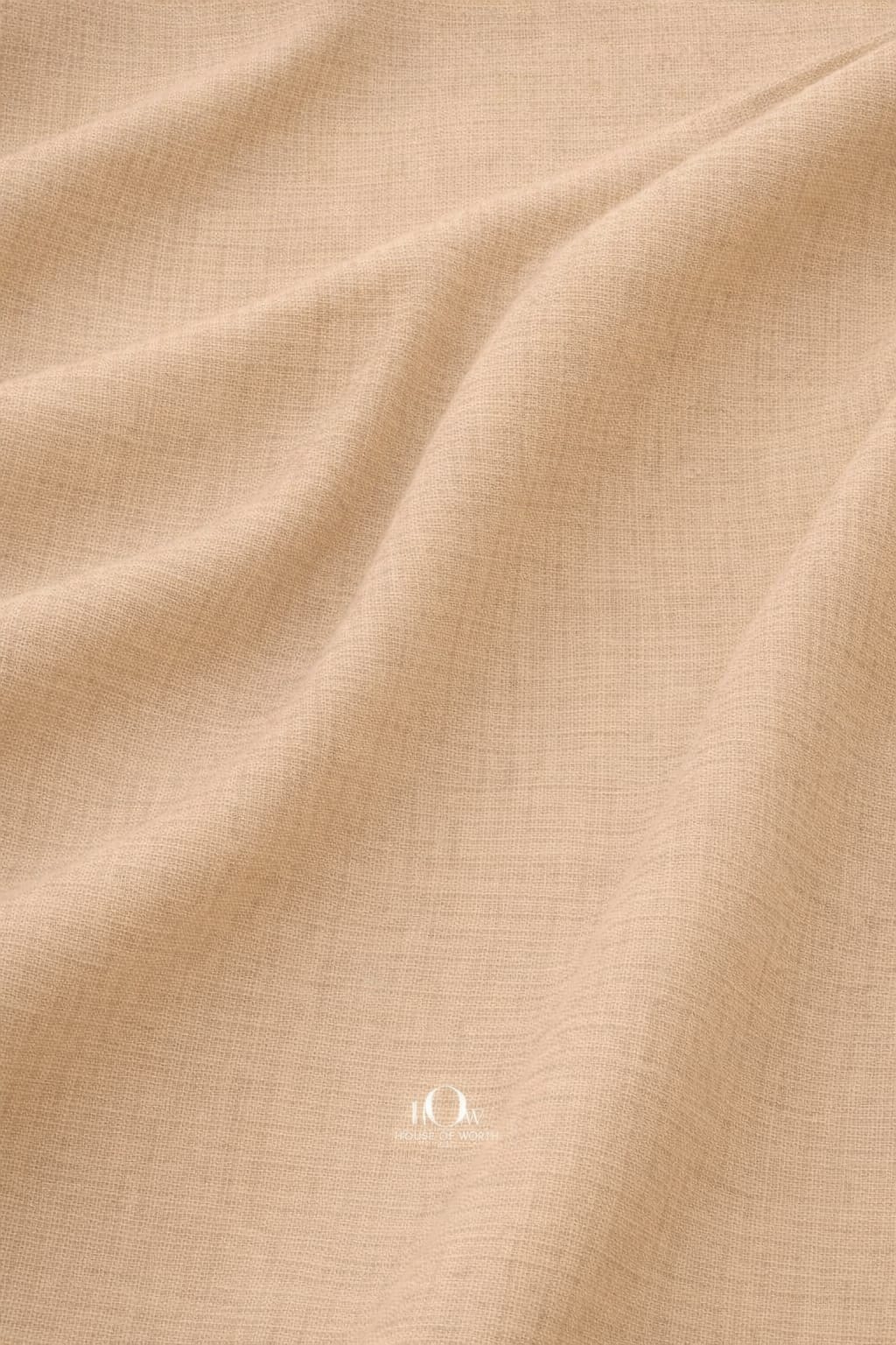 Beige cotton linen fabric textured finish for designer shirts and relaxed tailoring 