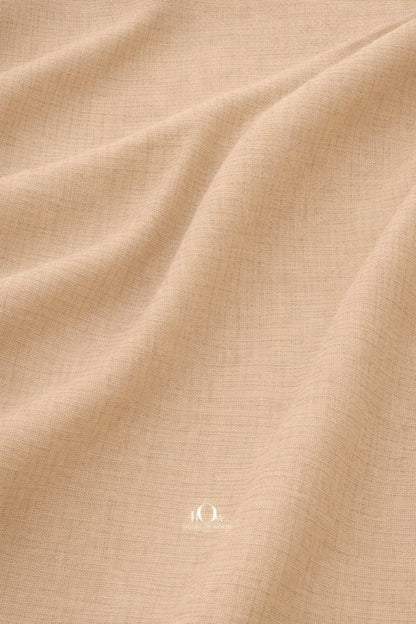 Beige cotton linen fabric textured finish for designer shirts and relaxed tailoring 