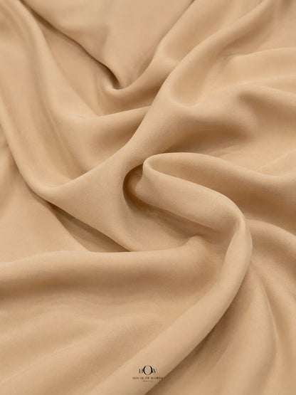 Beige Natural Crepe Fabric with soft texture and elegant drape