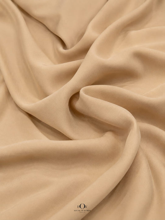 Beige Natural Crepe Fabric with soft texture and elegant drape