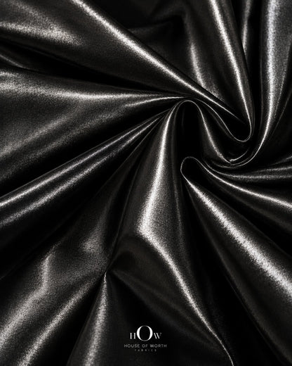 Black imported metallic Disco Lycra fabric in polyester-spandex, 60 inch width