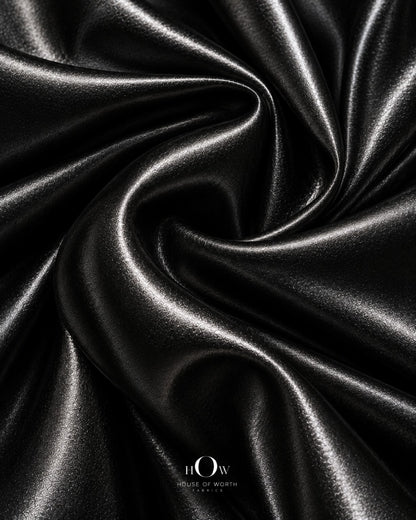 Black polyester-spandex metallic Disco Lycra fabric texture, 60 inches wide
