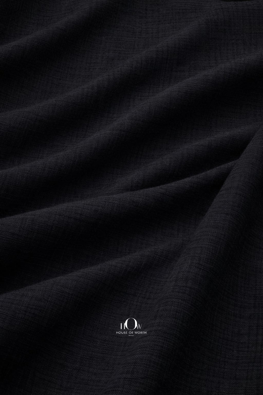  Black cotton linen fabric texture close-up for premium shirts and tailoring